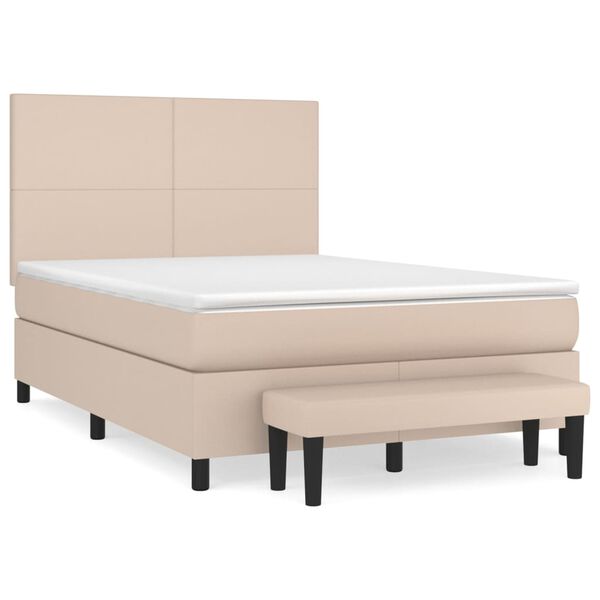 vidaXL Box spring postel s matrac&iacute; cappuccino 140x200 cm uměl&aacute; kůže