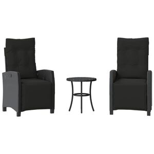 vidaXL 3d&iacute;ln&yacute; bistro set s podu&scaron;kami čern&yacute; polyratan