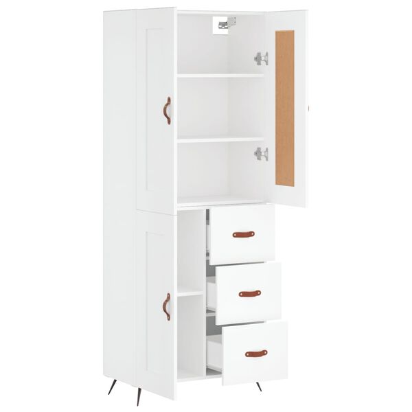 vidaXL Skř&iacute;ň highboard b&iacute;l&aacute; 69,5 x 34 x 180 cm kompozitn&iacute; dřevo