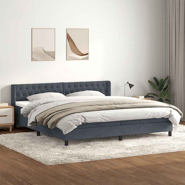 vidaXL Box spring postel s matrac&iacute; tmavě &scaron;ed&aacute; 180x210 cm samet