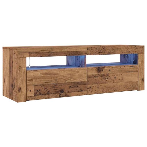 vidaXL TV stolek s LED old wood 120 x 35 x 40 cm kompozitní dřevo