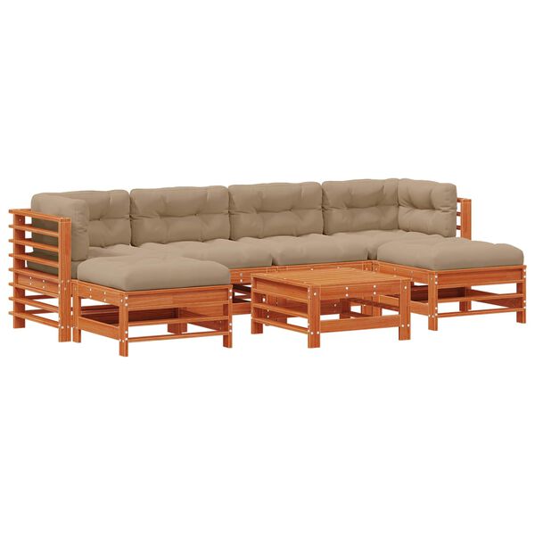 vidaXL Zahradn&iacute; lounge set 7 pcs Voskově Hněd&aacute; Masivn&iacute; borovice
