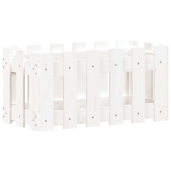 vidaXL Zahradn&iacute; truhl&iacute;k plotov&yacute; design b&iacute;l&yacute; 60x30x30 cm masiv borovice