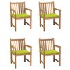 vidaXL Zahradn&iacute; židle 4 ks jasně zelen&eacute; podu&scaron;ky masivn&iacute; teak