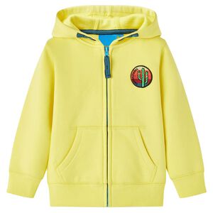 Dětsk&aacute; mikina s kapuc&iacute; na zip světle žlut&aacute; 92