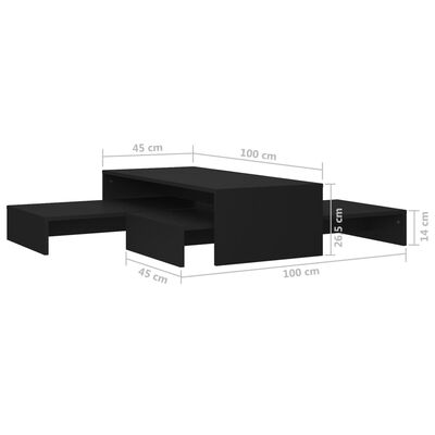 vidaXL Sada konferenčních stolků černá 100 x 100 x 26,5 cm dřevotříska
