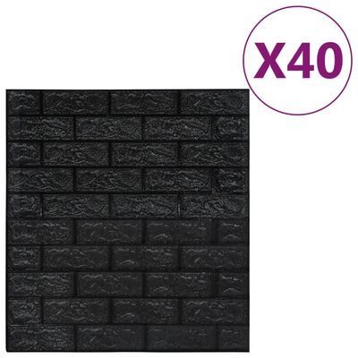 vidaXL 3D tapeta cihly samolepící 40 ks černá