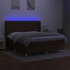 vidaXL Box spring postel s matrac&iacute; a LED tmavě hněd&aacute; 180x200 cm textil