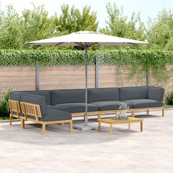 vidaXL Set pohovek s pol&scaron;t&aacute;řem 6 pcs Antracit Masivn&iacute; ak&aacute;tov&eacute; dřevo