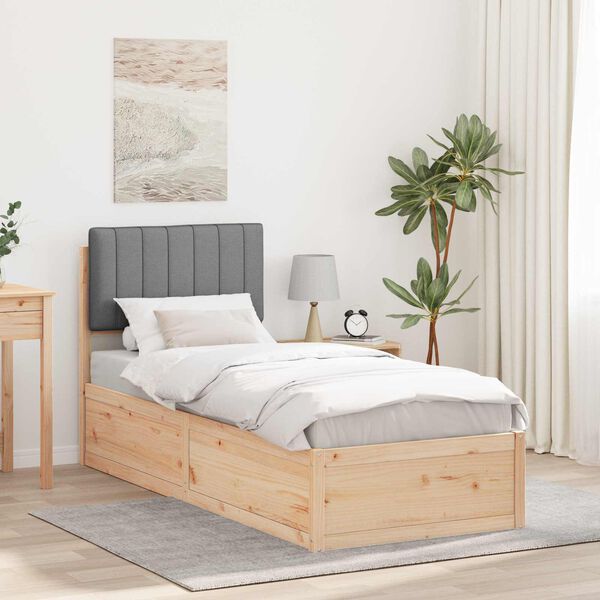 vidaXL R&aacute;m postele s čalouněn&yacute;m čelem s čelo Světle &scaron;ed&aacute; 80 x 200 cm