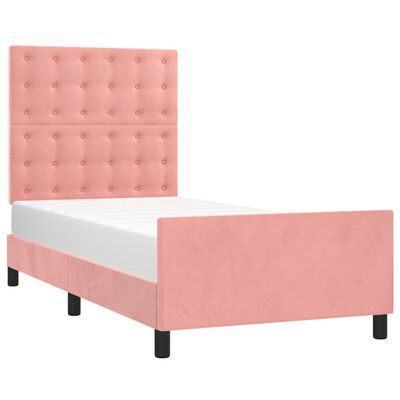 vidaXL Rám postele s čelem růžový 90x200 cm samet