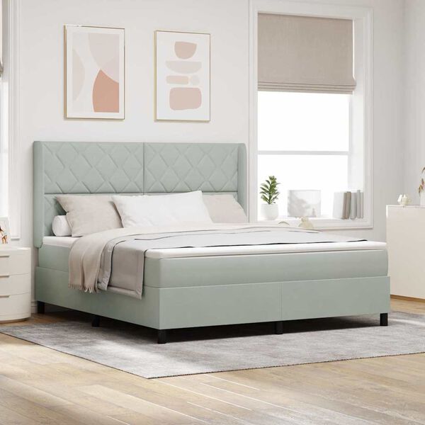 vidaXL Postel s boxspringem s matrac&iacute; Světle &scaron;ed&aacute; 180 x 200 cm samet