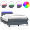 vidaXL Box spring postel s matrac&iacute; a LED tmavě &scaron;ed&aacute; 120x220 cm samet