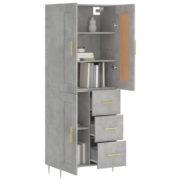 vidaXL Skř&iacute;ň highboard betonově &scaron;ed&aacute; 69,5x34x180 cm kompozitn&iacute; dřevo