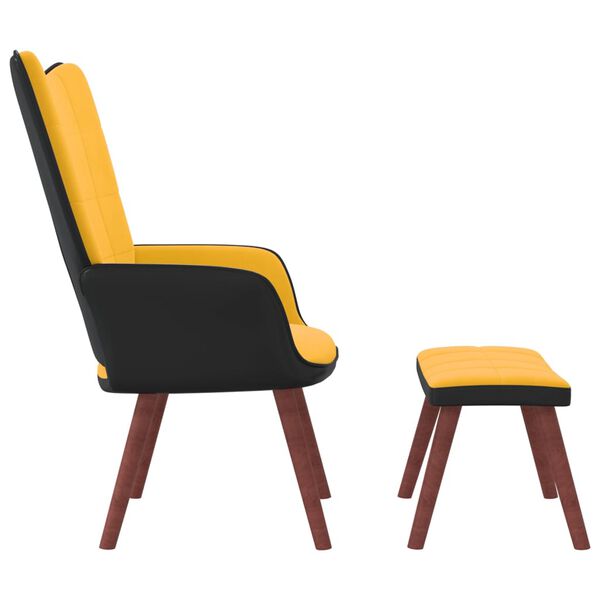 vidaXL Relaxačn&iacute; křeslo se stoličkou hořčicově žlut&eacute; samet a PVC