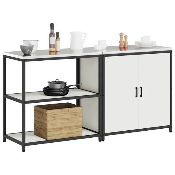 vidaXL Kuchyňsk&aacute; skladovac&iacute; sada 2 pcs B&iacute;l&aacute; Studen&aacute; v&aacute;lcovan&aacute; ocel