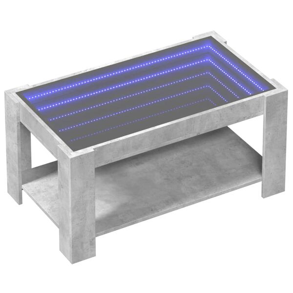 vidaXL Konferenčn&iacute; stolek s LED betonově &scaron;ed&yacute; 93 x 53 x 45 cm kompozit