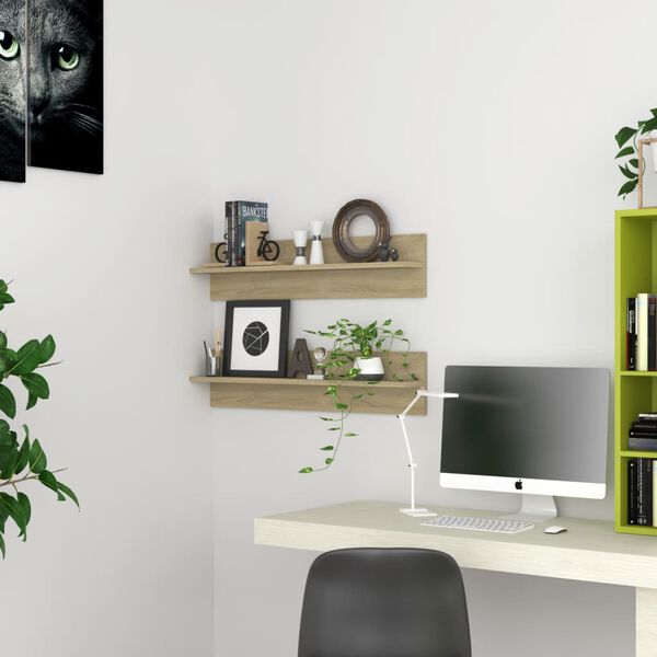 vidaXL Nástěnné police 2 ks dub sonoma 80 x 11,5 x 18 cm dřevotříska