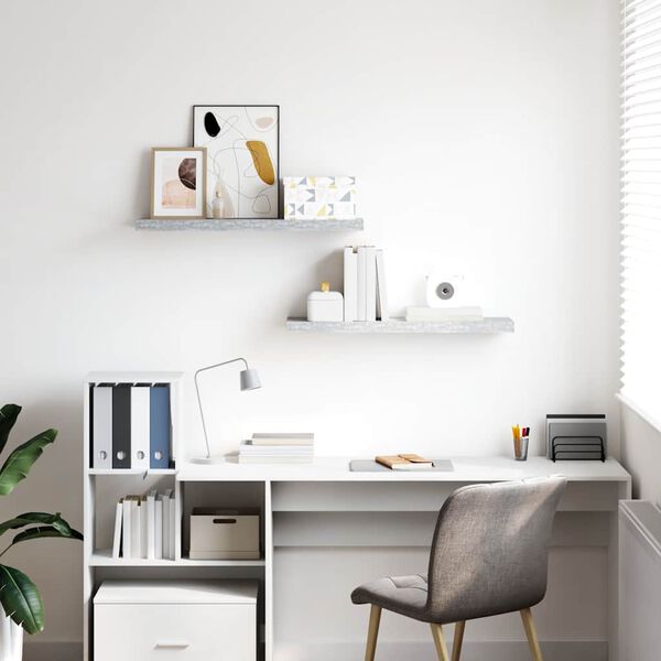 vidaXL Plovouc&iacute; n&aacute;stěnn&eacute; police 2 ks betonově &scaron;ed&eacute; 80x23,5x3,8 cm MDF