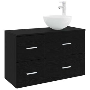 vidaXL Sada koupelnov&eacute;ho n&aacute;bytku 2 pcs Čern&yacute; dub Kompozitn&iacute; dřevo