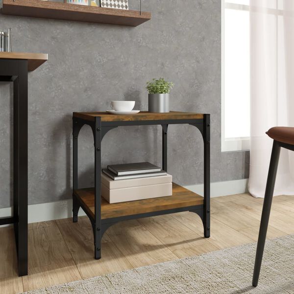 vidaXL TV skř&iacute;ňka kouřov&yacute; dub 40x33x41 cm kompozitn&iacute; dřevo a ocel