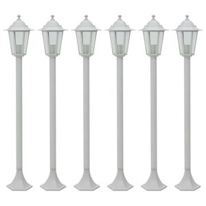 vidaXL Zahradn&iacute; sloupov&eacute; lampy 6 ks E27 110 cm hlin&iacute;kov&eacute; b&iacute;l&eacute;