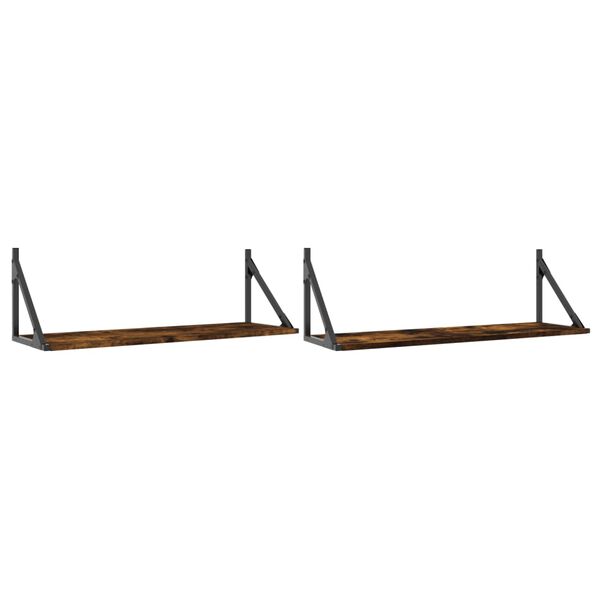 vidaXL N&aacute;stěnn&eacute; police 2 ks kouřov&yacute; dub 80x25x25,5 cm kompozitn&iacute; dřevo