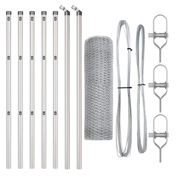 vidaXL Plotov&yacute; sloupek. Stř&iacute;brn&aacute; 10 x 0,5 m (25 mm s&iacute;ť) Ocel