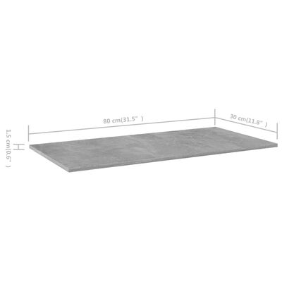 vidaXL Přídavné police 8 ks betonově šedé 80 x 30 x 1,5 cm dřevotříska