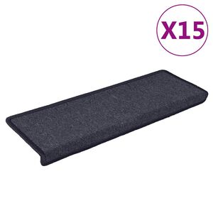 vidaXL Schodov&eacute; rohože 15 ks 65 x 21 x 4 cm tmavě &scaron;ed&eacute; a modr&eacute; s obd&eacute;ln&iacute;kov&yacute;m okrajem