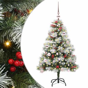vidaXL Uměl&yacute; v&aacute;nočn&iacute; stromeček Zelen&aacute; a b&iacute;l&aacute; 150 cm PVC, kov a plast