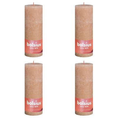 Bolsius Rustikální válcové svíčky Shine 4 ks 190 x 68 mm mlhově růžové