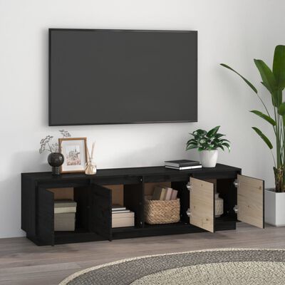 vidaXL TV skříňka černá 156 x 37 x 45 cm masivní borové dřevo