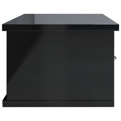 vidaXL Nástěnná police se zásuvkami černá s leskem 60 x 26 x 18,5 cm