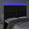 vidaXL Čelo postele s LED čern&eacute; 144x5x118/128 cm uměl&aacute; kůže