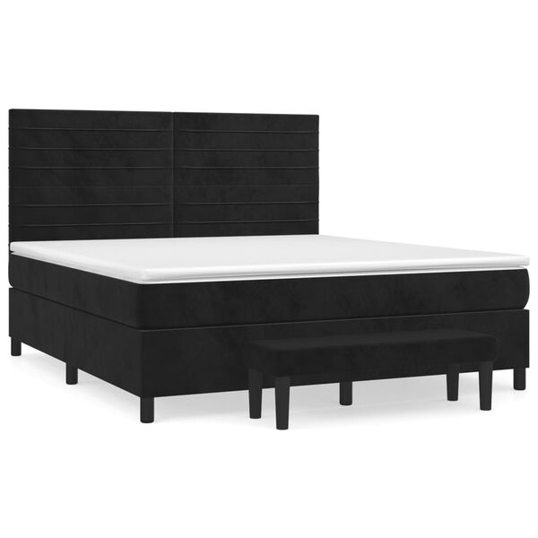 vidaXL Box spring postel s matrac&iacute; čern&aacute; 180x200 cm samet