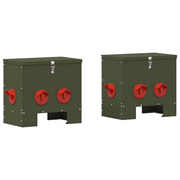 vidaXL Krm&iacute;tko pro slepice 2 pcs Olivově zelen&aacute; 40,5 x 25 x 38 cm