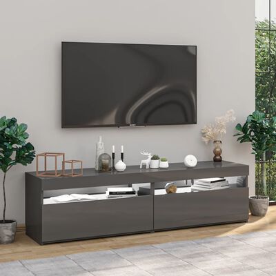 vidaXL TV skříňky s LED osvětlením 2 ks šedé vysoký lesk 75x35x40 cm