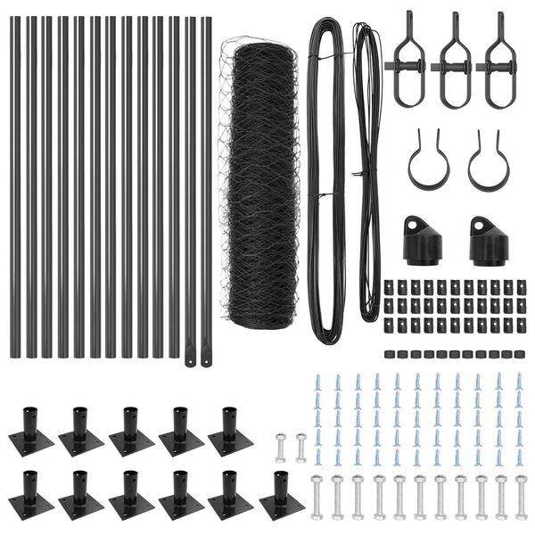 vidaXL Plotov&yacute; sloupek. &Scaron;ed&aacute; 25 x 0,4 m (50 mm s&iacute;ť) Ocel a PVC