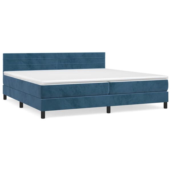 vidaXL Box spring postel s matrac&iacute; tmavě modr&aacute; 200x200 cm samet