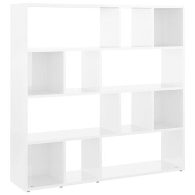 vidaXL Knihovna / dělicí stěna bílá s vysokým leskem 105 x 24 x 102 cm