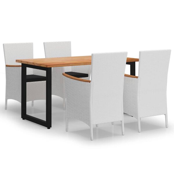 vidaXL 5d&iacute;ln&yacute; zahradn&iacute; j&iacute;deln&iacute; set s podu&scaron;kami polyratan b&iacute;l&yacute;