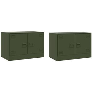 vidaXL TV skř&iacute;ňky 2 ks olivově zelen&eacute; 67 x 39 x 44 cm ocel