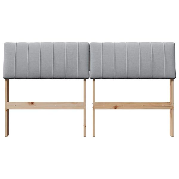 vidaXL Čalouněn&eacute; čelo postele Světle &scaron;ed&aacute; 140 cm Masivn&iacute; borov&eacute; dřevo