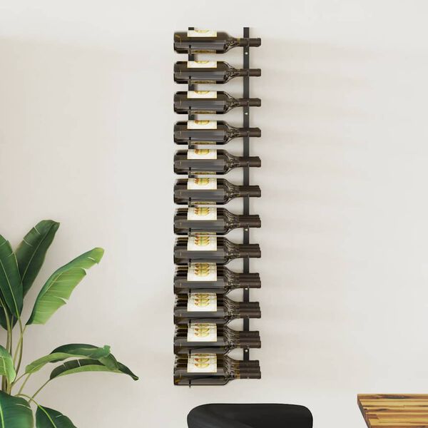 vidaXL N&aacute;stěnn&yacute; stojan na v&iacute;no na 36 lahv&iacute; čern&yacute; železn&yacute;