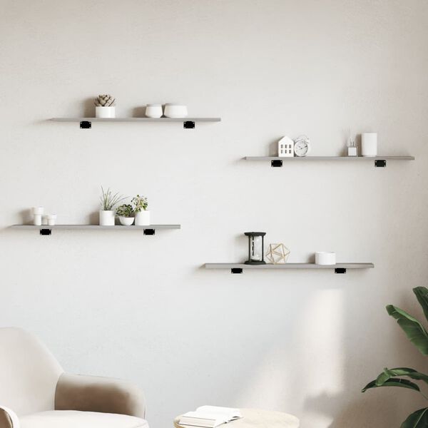 vidaXL N&aacute;stěnn&eacute; police 4 ks &scaron;ed&eacute; sonoma 80x10x1,5 cm kompozitn&iacute; dřevo