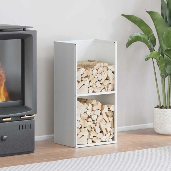 vidaXL Stojan na palivové dřevo bílý Ocel válcovaná za studena