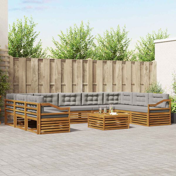 vidaXL Sedac&iacute; soupravy s pol&scaron;t&aacute;řem 10 pcs Př&iacute;rodn&iacute; a světle &scaron;ed&aacute;