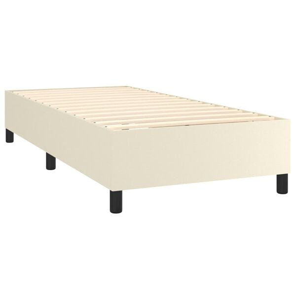 vidaXL Box spring postel s matrac&iacute; kr&eacute;mov&aacute; 100x200 cm uměl&aacute; kůže