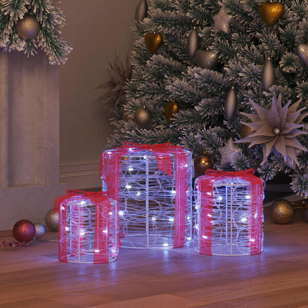 vidaXL Dekorace D&aacute;rkov&eacute; Krabičky 3 pcs Studen&aacute; b&iacute;l&aacute; 20 x 20 x 21 cm